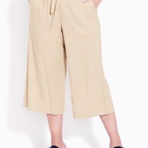 Tan Cropped Linen Pants